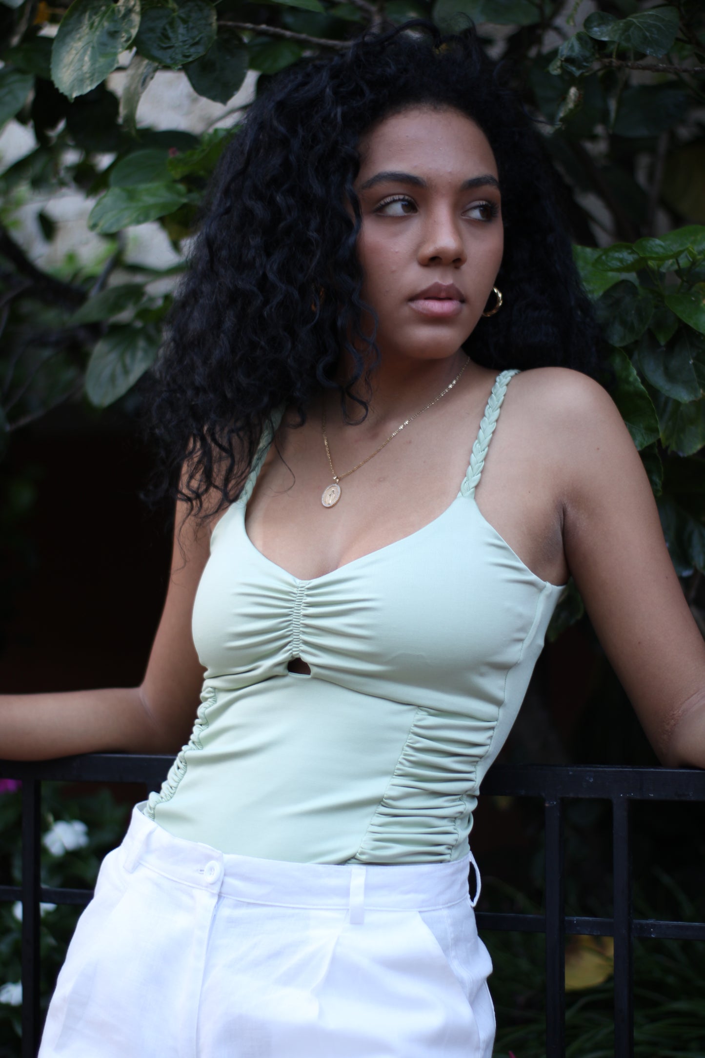 BLUSA DE TIRAS VERDE - 10073