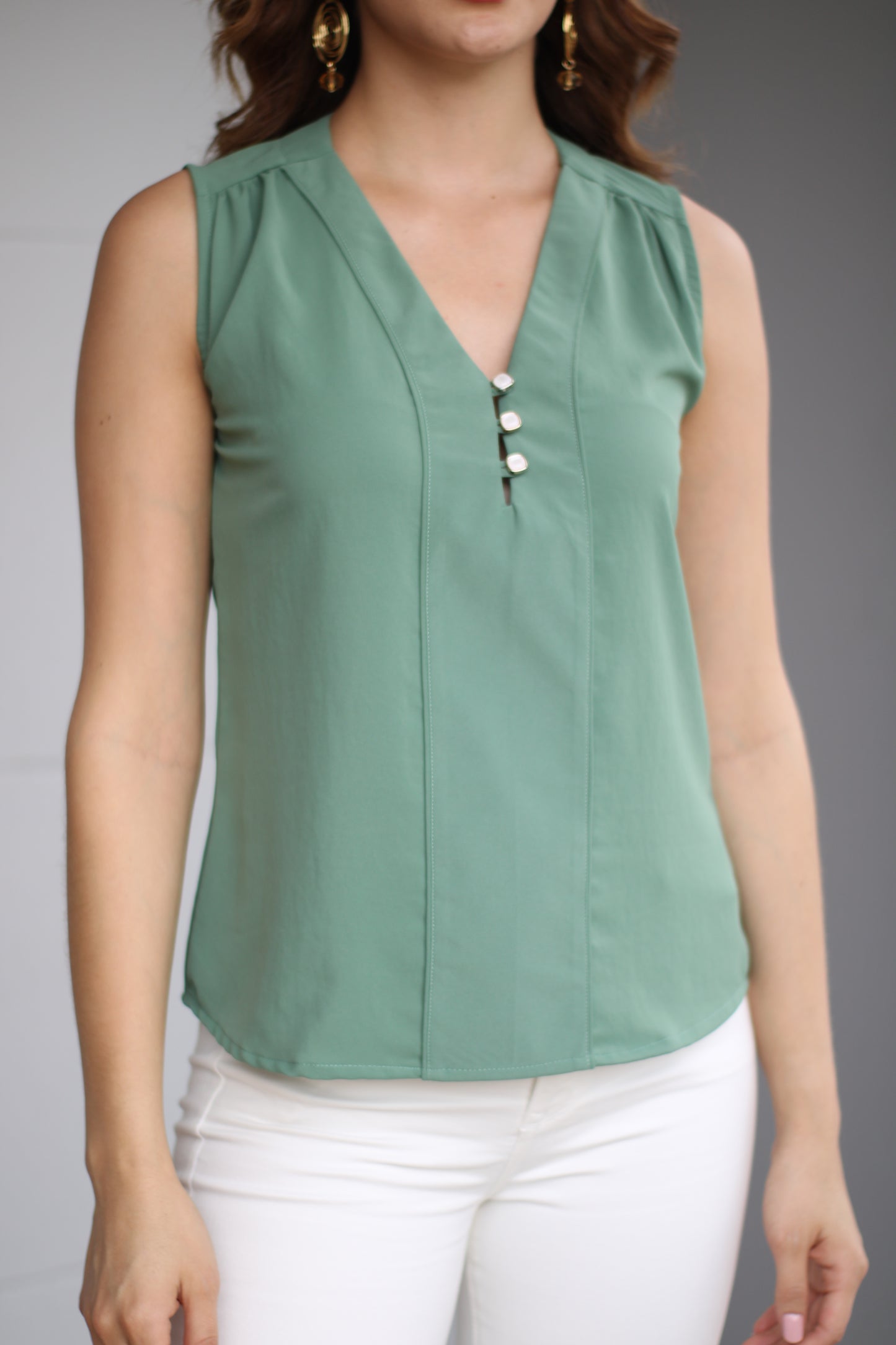 BLUSA VERDE M/SIZA ESCOTE EN V - 10142