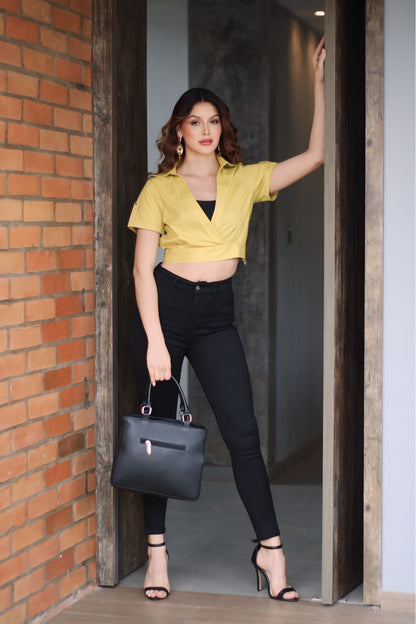 BLUSA M/C VERDE CRUZADA - 10333